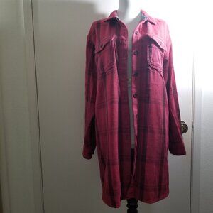 Outerknown Long Blanket Shirt, flannel/plaid, size S/P, Red